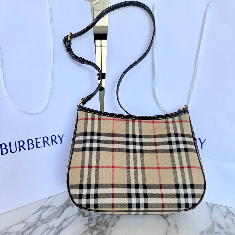 Burberry Small Vintage Check Hobo Shoulder Bag Archive Beige 8111415 - Picture 5 of 16